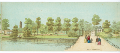 135026 Gezicht over de Maliebrug met het dubbele hek en het douanekantoortje (de Maliebarrière) te Utrecht op het ...